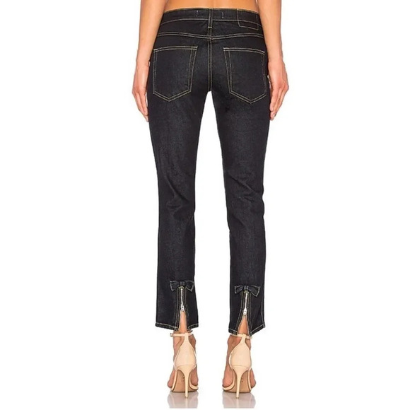 NEW Amo Womens Blue Mid Rise Bow Hem Straight Leg Ankle Jeans Size 27 - Picture 4 of 14